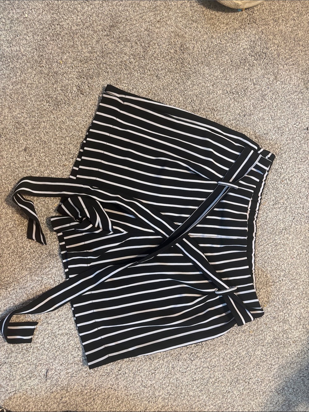 Have Black and White Striped High-Waist Tie Shorts
